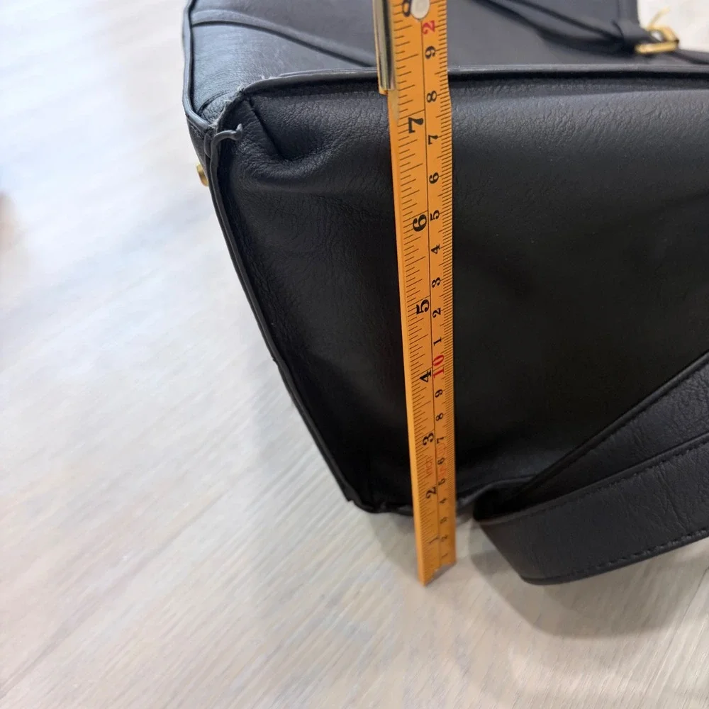 Lovevook‎ Black Laptop Tote Bag Vegan Leather Work Briefcase Crossbody Tassel